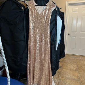 THEIA | BRIDESMAIDS PINK SEQUINNED DRESS